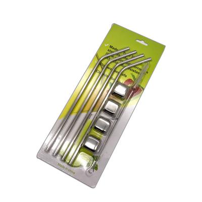 China Amazon Sustainable Hot Selling Gift Set Reusable 304 Stainless Steel Silver Custom Drinking Logo Metal Straw for sale