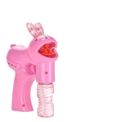 China Plastic Rabbit Bubble Toys Battery Operated Light Bubble Gun LED Music Bubble Fan for sale