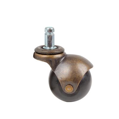 China Contemporary Hard PVC Round Ball Wheel Metal Wheel Antique Furniture Caster Brass Rubber Wheels Brass Caster for sale