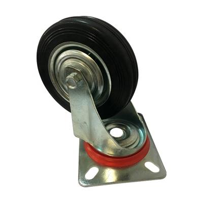 China Heavy Duty Black Trusses Caster Rubber Wheels With Steel Core Roller Needle Bearing Caster Wheel for sale