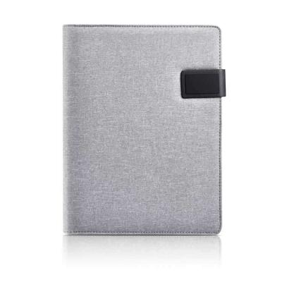 China Business Two Tone Fabric Hardcover PU Leather Administrative A4 Folder Multifunction Combination With Card Bag for sale