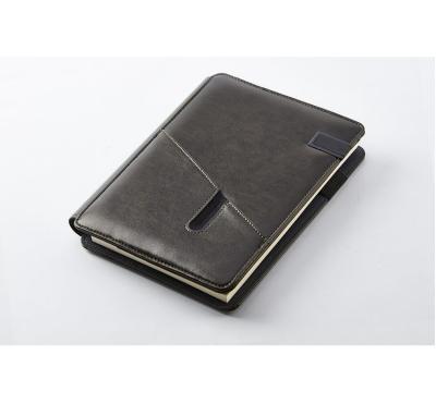 China Leather Hardcover Business Line Notebook With USB Inside Zipper Storage Bag for sale