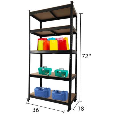 China Corrosion Protection 3 4 5 Rak Besi Berquality Rak Besi Biru Kuning Metal Single Row Steel Bracket DIY Boltless Shelving Rack With Wheels for sale