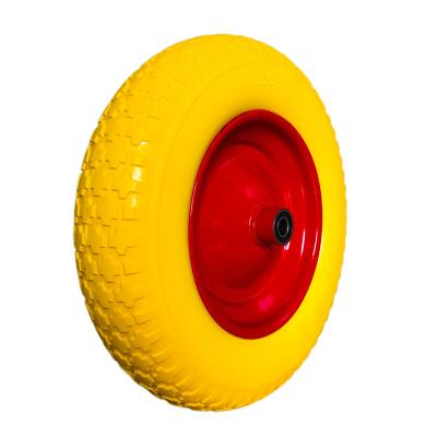 China Construction material shops 3.50-8 flat free solid PU foam wheels and polyurethane tires for hand truck cart wheelbarrow garden cart lawn mower for sale