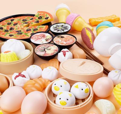 China 84pcs-set Eco-Friendly Kids Cooking Kitchen Breakfast Food Toy Pretend Play Puzzle Educational Toys HTQQ-HD-0001 for sale