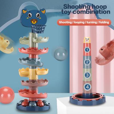 China 2022 New Products Cartoon Pig 5 Floors Children's Orbital Ball Baby Spinning Track Educational Toys HTQQ-HD-0010 for sale