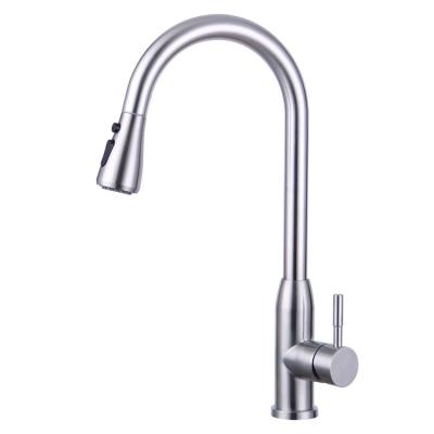 China New Design Modern Kitchen Stainless Steel 2-in-1 Universal Pull-Down Faucet Hot And Cold Splash Proof Telescopic Shower for sale