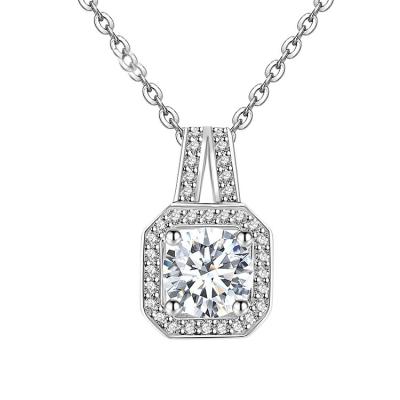 China Romantic Wholesale 925 sterling silver Necklace VVS Moissanite Diamond Men Women Fine Jewelry Princess Handbag Square Lock Design Pendant for sale