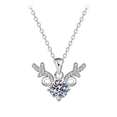 China CLASSIC Wholesale 1ct 6.5mm Moissanite Diamond Necklace High Quality S925 Sterling Silver VVS Moissanite Pendant  Fine Jewelry for sale