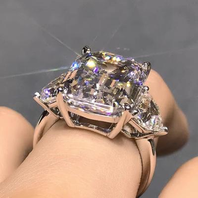 China CLASSIC Sparkle S925 Sterling Silver Promise Ring Set Engagement Wedding Moissanite Diamond Rings Jewelry Women for sale