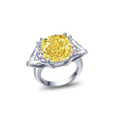 China CLASSIC 5 carat 10*10 Big Diamond  ring Luxury S925 sterling silver  18K Real Gold Plated creative personality CZ Zircon Rings for sale