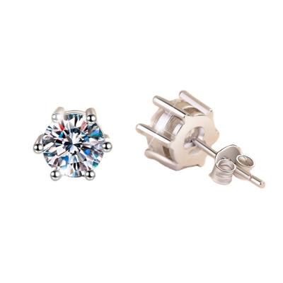 China CLASSIC Factory Wholesale Top Quality Luxury Silver Jewelry Classic 925 Sterling Silver VVS Moissanite Diamond Women Stud Earrings for sale