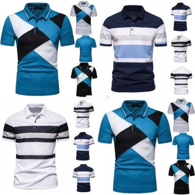 China Anti-wrinkle casual men's golf polo shirt office styleColorful striped embroidery knitted pure polyester cotton polo shirt for sale