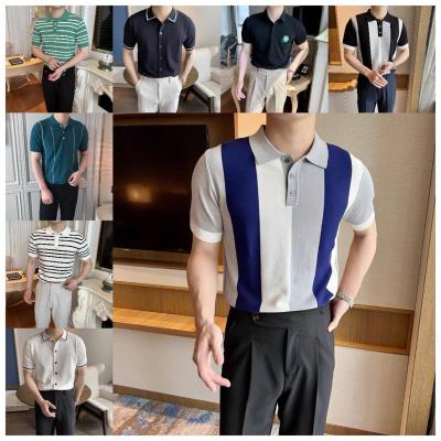 China Anti-wrinkle factory low priceStriped printed shirtFashion men's polo apparel social polo shirt for sale