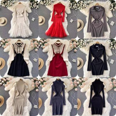 China Anti-wrinkle factory direct sales winter knitted dress women's clothing 2023 autumn and winter new thick sweater skirt for sale