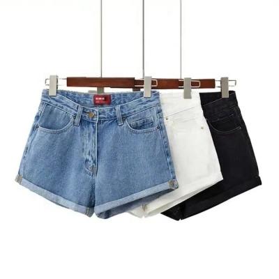 China Sustainable Wholesale Factory New Distressed Denim Shorts With High Waisted Jeans For Women for sale