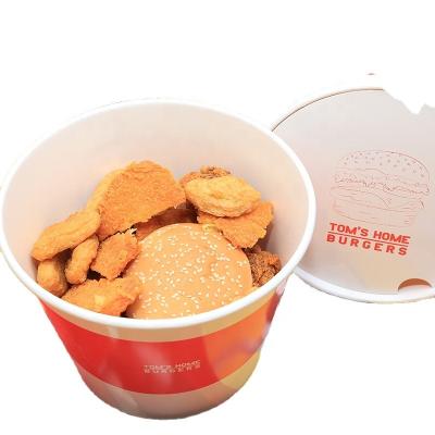 China 150oz KFC Paper Pail Packaging Disposable Fried Chicken Bowl With Cover for sale