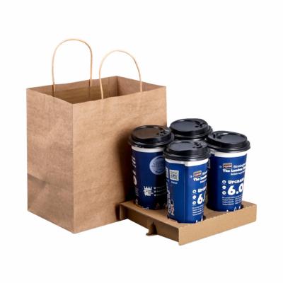 China Chinese Factory Recyclable 100% Wholesale Custom Logo Food Craft Paper Coffee Recyclable Bags Kraft Paper Bag With Handles For Coffee for sale