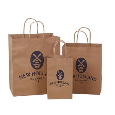 China Recyclable One Two Four Custom Logo Recyclable Cups Kraft Paper Bag With Handles For Coffee Paper Bag for sale