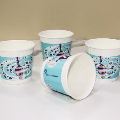 China Customized Logo Disposable High Quality Cheap Low MOQ Double Wall Ice Cream Paper Cups And Customized Ice Cream Paper Cup With Lid for sale