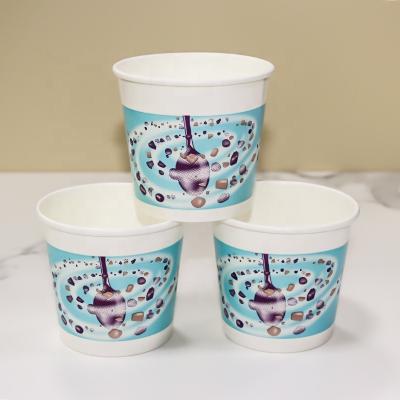 China Factory Direct Disposable Double Wall 3oz Ice Cream Paper Cup Logo Customized Water Proof Quality White Paper Ice Cream Cup With Lid for sale