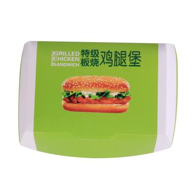 China Factory Hot Selling Logo Printed White Paper Food Packaging Hamburger Boxes Disposable Disposable To Go Containers For Sandwich Paper Box for sale