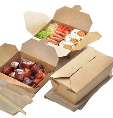 China Wholesale Food Lunch Box Brown Disposable Chinese Disposable Salad Fruit Packaging Paper Takeout Box for sale