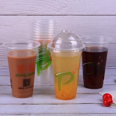 China Large 460ml Clear Y Shape Eco-friendly Bubble Tea Single Wall Disposable OEM Chinese Plastic Cups With Sealed Lid for sale