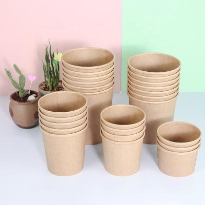 China Disposable Custom Printed Disposable Take Out Hot Soup Bowls , Kraft Paper Soup Cup With Paper Lid for sale