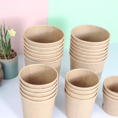 China Disposable Customized Paper Soup Barrels With Lids Soup Bowl Brown Paper Soup Disposable Cup for sale