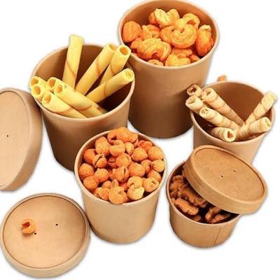 China Food Grade Brown Kraft Paper Biodegradable Disposable Soup Cup With Paper Lid for sale