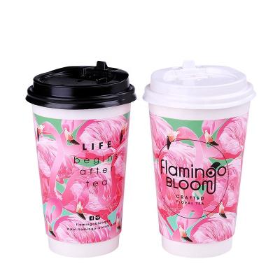 China Disposable eco-friendly custom printed paper cups and disposable double wallpaper cheap coffee cup with logo for sale