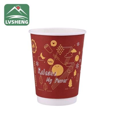 China Disposable Coffee Company Disposable Cardboard Paper Cup Double Wall 12 Ounce 400ml China for sale