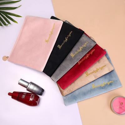 China Hot Selling Travel Cosmetic Luxury Pink Zipper Beauty Pouch Pouch Fashion Makeup Bag Cosmetic Bag With Embroidery Logo for sale