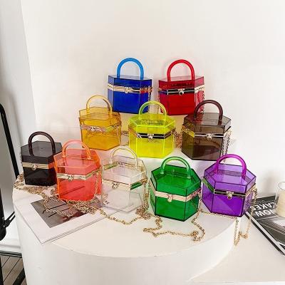 China Latest Lady/Girl Style Unique Fashion Handbags Ladies Box PVC Purse Bag Child Jelly Acrylic Bag for sale