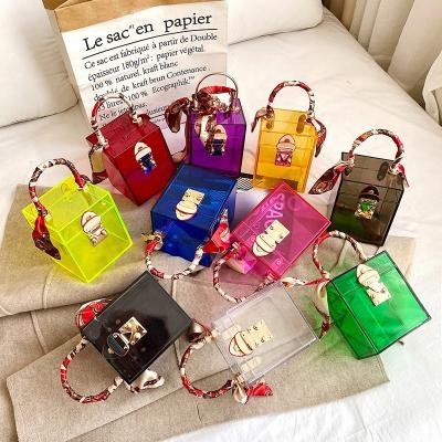 China Lady/Girl Fashion Top Sale Summer Jelly Transparent Handbag Square Shape Small Handbags Acrylic Bag for sale