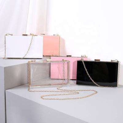 China Hot Sale Daily Life Acrylic Evening Purse Transparent Clutch Bags Cross - Body Bag Chain Lady for sale