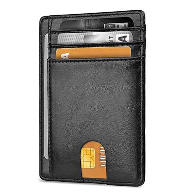 China Hot Selling Waterproof Soft PU Leather Front Pocket Men Minimalist Wallet Rfid Blocking Slim Credit Card Holder ID Card Holder for sale