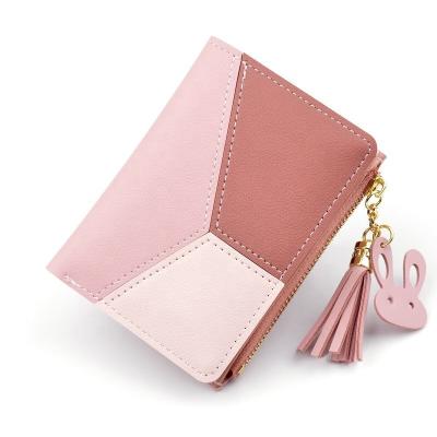 China 2021 New Geometric Wallet Waterproof Short Women's Zipper Wallet Korean Edition Fringed Simple Card Bag Wallet Women for sale