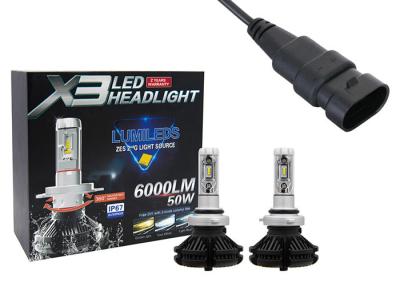 China X3 9006 Extra Bright Headlight Bulbs 50W 6000LM 350 Degree Emitting Angle for sale