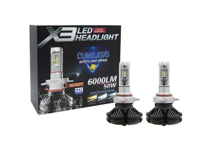 China Phi - Zes 360° Angle LED Car Headlights 50W 6000LM Three Colors Aviation Aluminum X3 IP67 for sale