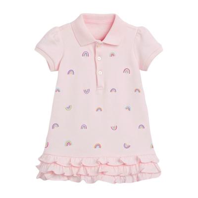 China Washable Children's Cute Lapel Cake Dress Knitted Summer Knit Dress For 1 Year Old Baby for sale