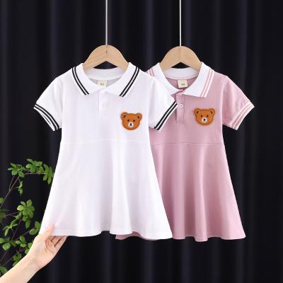 China Little Girl Summer Toddlers New Kids Washable Pleated Skirt Turn-Down Collar Polo Style Casual Sports Dress With Short Sleeves for sale