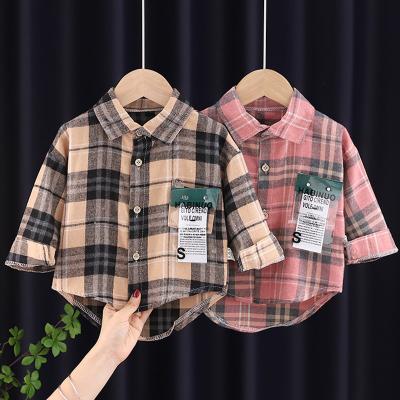 China Spring And Autumn Plaid Shirt Wholesale Cheap Prices Woven Long Sleeve Baby Breathable T-Shirts And Tops for sale