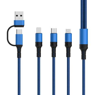 China MP3 / MP4 Player 5 In 1 3A Nylon Braided Multiple Usb Data Cable Usb-C To Usb-A Charging Adapter Connector For iPhone Huawei Xiaomi Laptop for sale