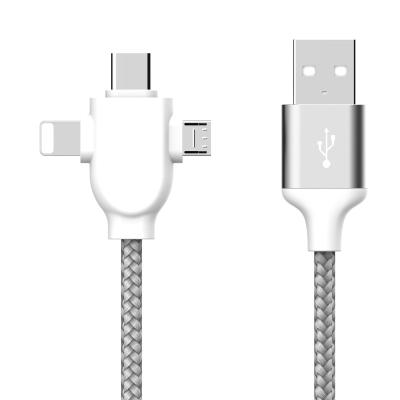 China MP3/MP4 Player Free Sample Manufacturer 3 In 1 Usb Fast Charger Cable Three-purpose Data Usb Line One Cable For Iphone Huawei for sale