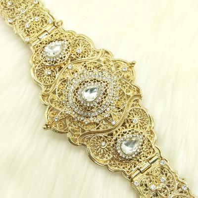 China Sunspicems Free Color Matching Crystal Moroccan Belt For Bridal Gift Wedding Algerian Ethnic Women Jewelry Maxi Dress Kaftan Metal Chain Adjustable Length for sale