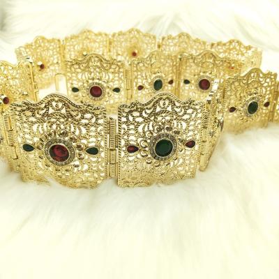 China Sunspicems Free Color Matching Crystal Moroccan Belt For Bridal Gift Wedding Algerian Ethnic Women Jewelry Maxi Dress Kaftan Metal Chain Adjustable Length for sale