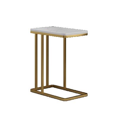 China Nordic Simple Luxury Modern Marble Light Adjustable Bedroom Household Living Room Nightstand Metal Top (Other) Bedside Table for sale