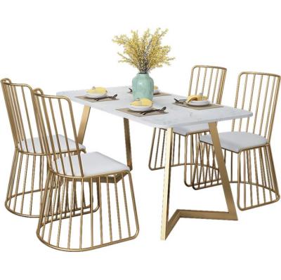 China The other Nordic style household marble dining table hotel cafe restaurant table INS and chair combination wrought iron for sale